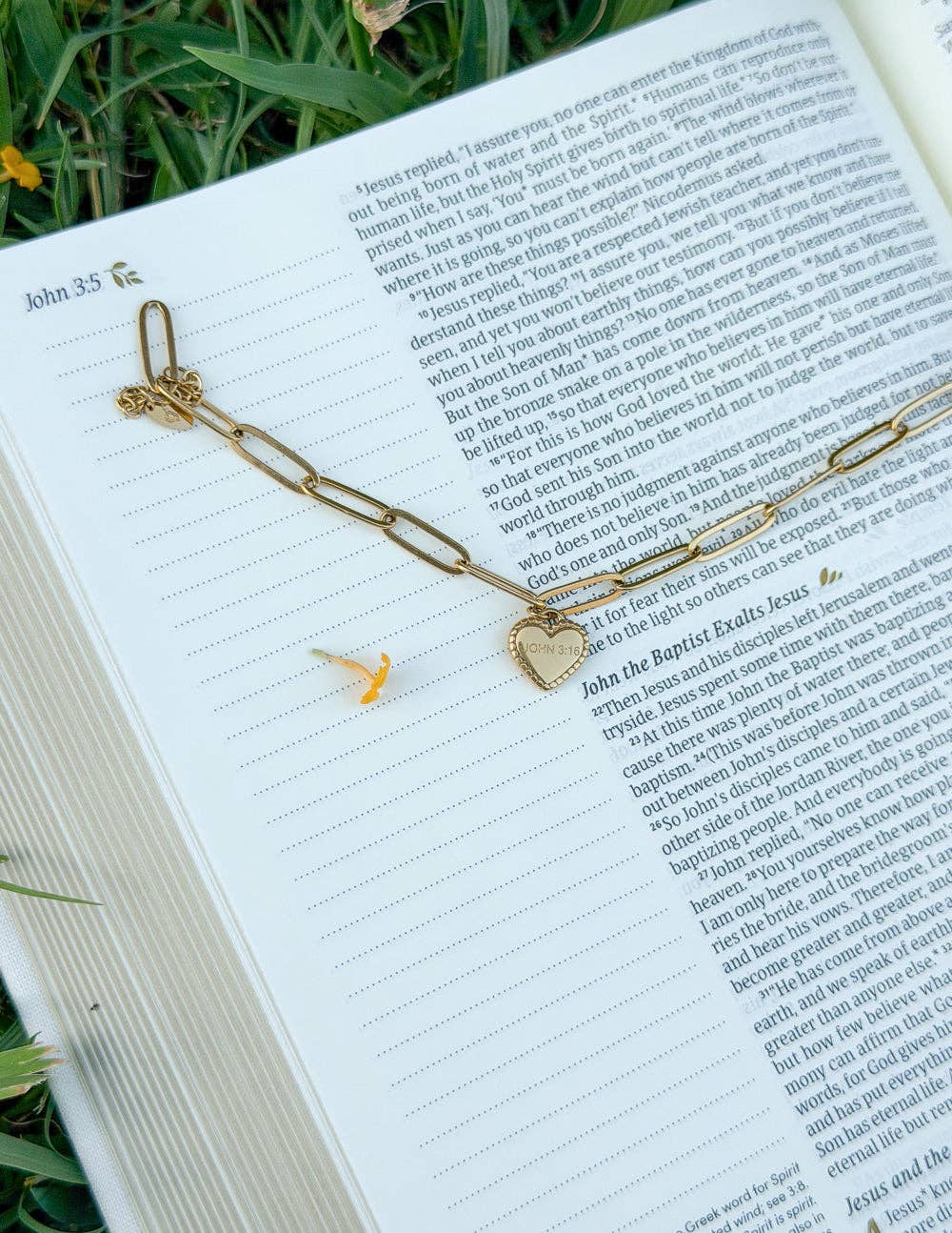 John 3:16 Heart Paperclip Chain Bracelet