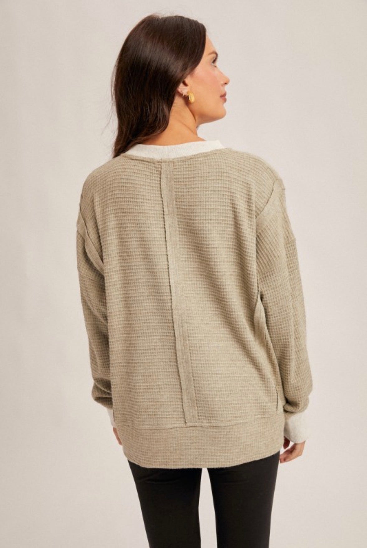 OLIVIA WAFFLE PULLOVER