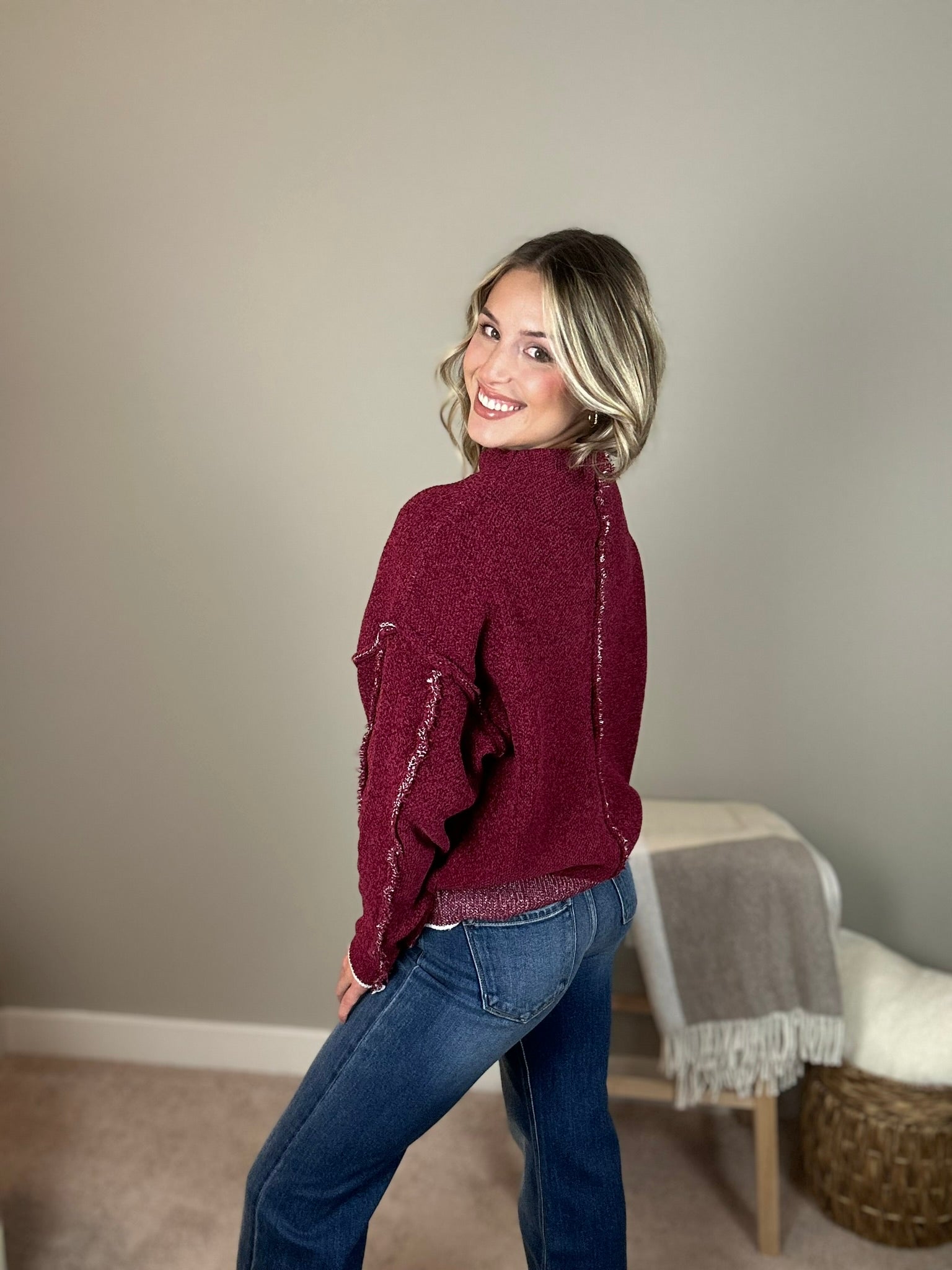 CAMILLE CHENILLE SWEATER - CABERNET