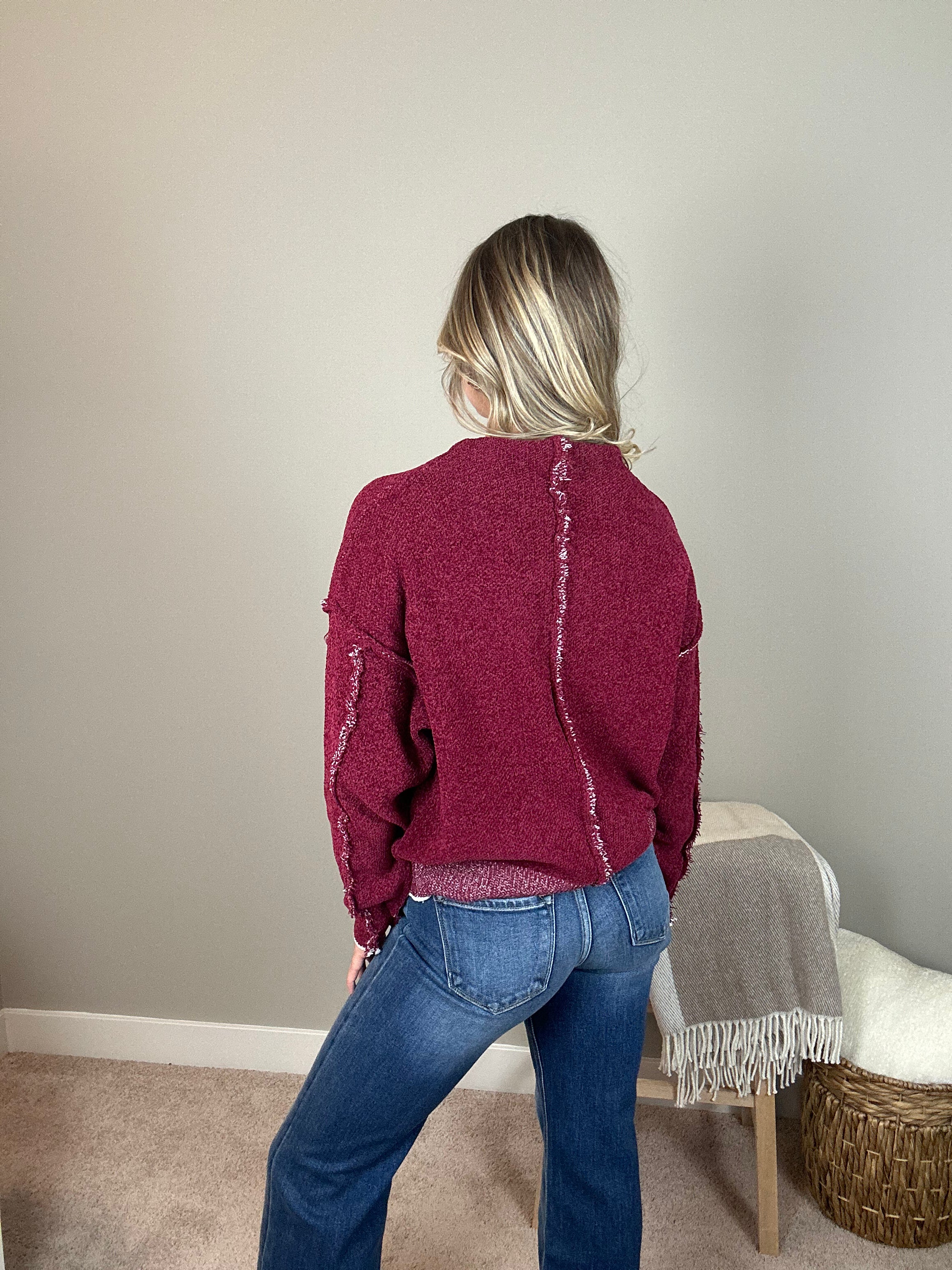 CAMILLE CHENILLE SWEATER - CABERNET