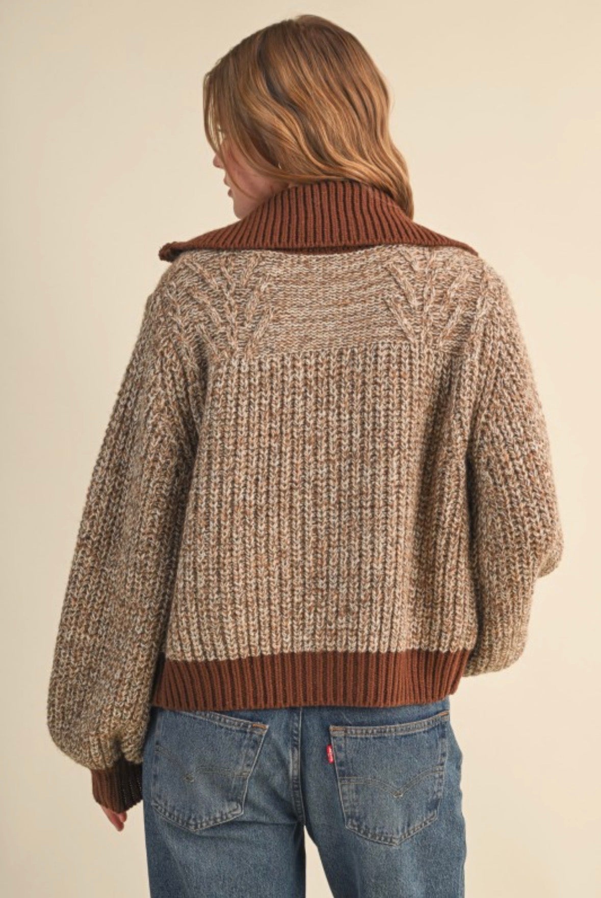 PERRI ZIP CARDIGAN - MOCHA