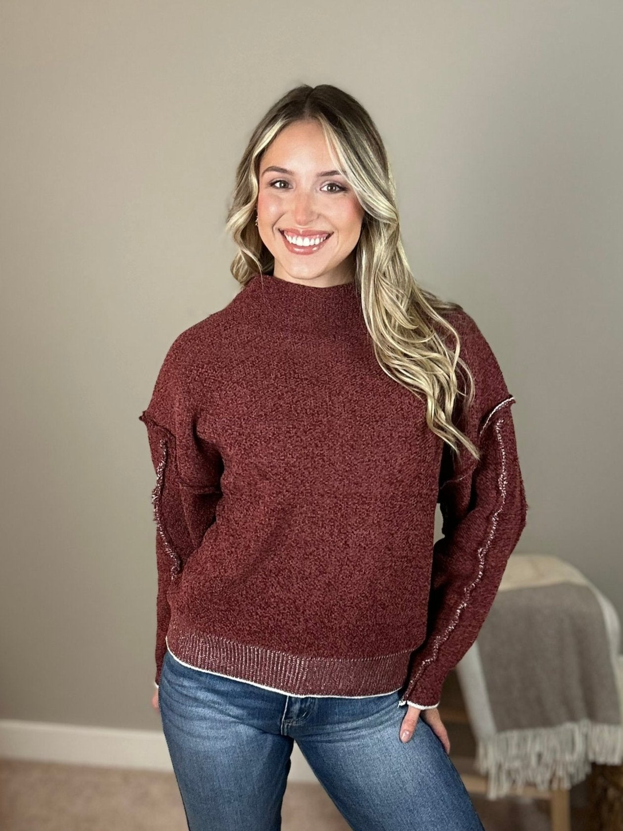 CAMILLE CHENILLE SWEATER DARK RUST C PA Boutique