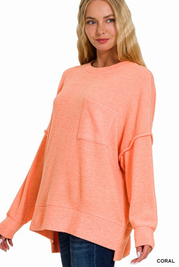 PENNY PLUSH PULLOVER - CORAL