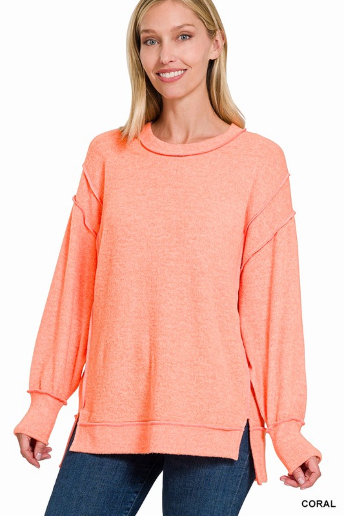 BECCA PLUSH PULLOVER - CORAL