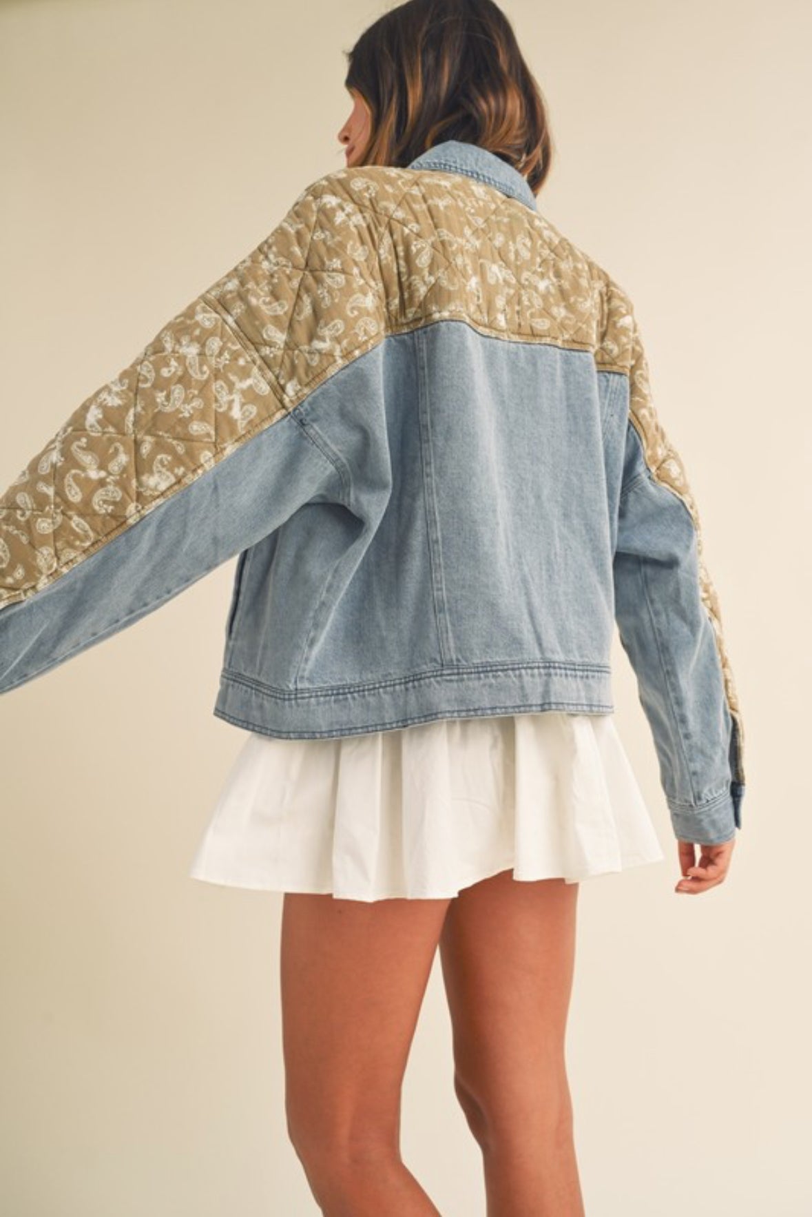 KELCI QUILTED CONTRAST DENIM JACKET