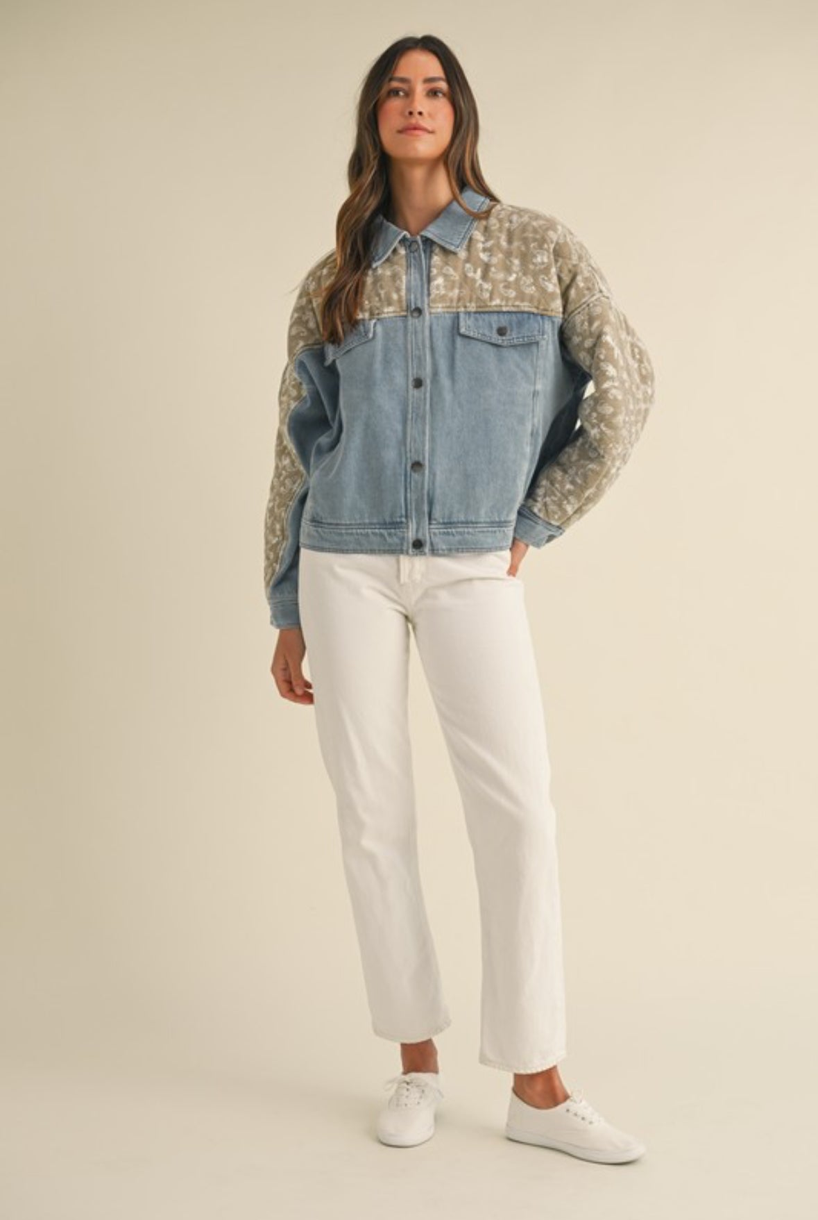 KELCI QUILTED CONTRAST DENIM JACKET