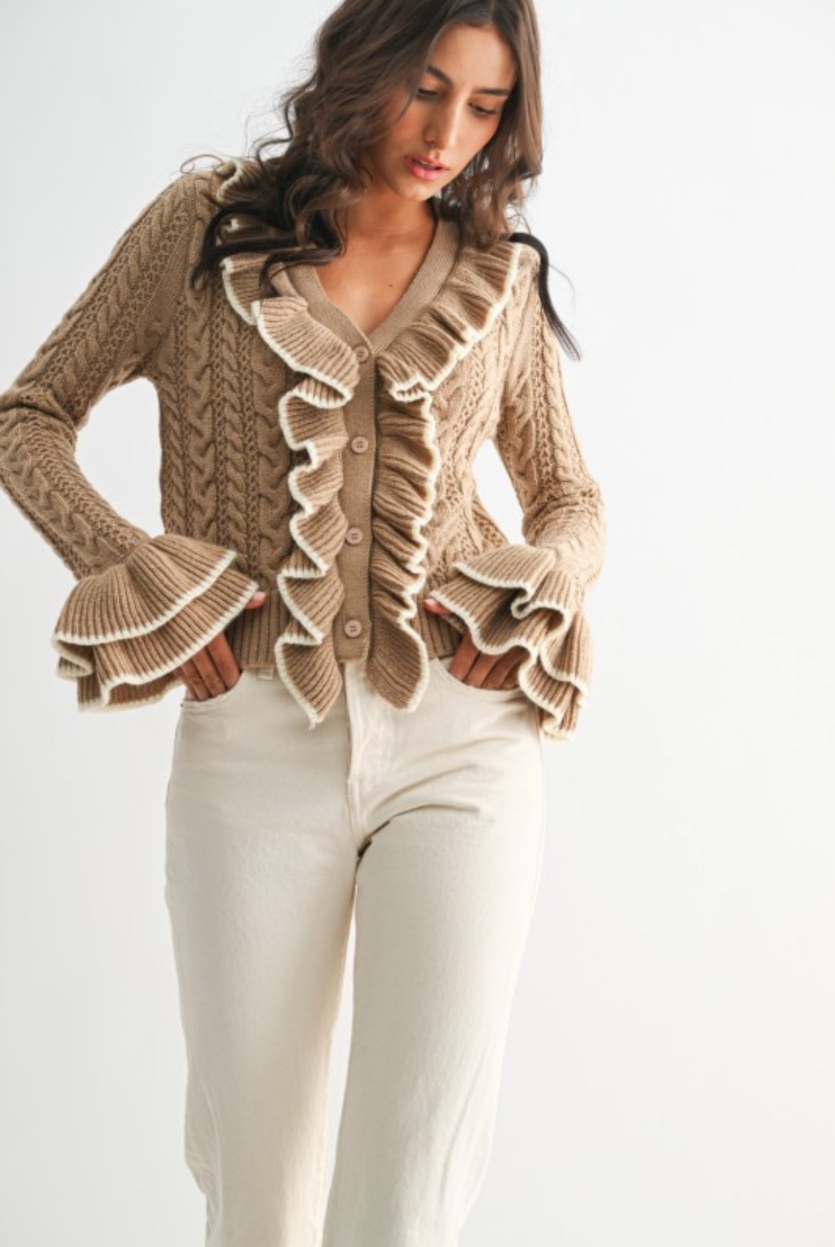 TAYLOR RUFFLE CARDIGAN