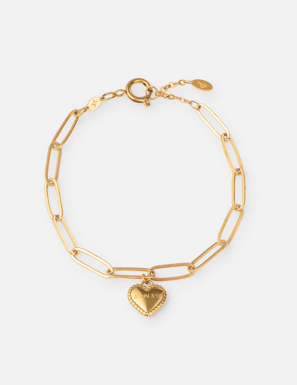 John 3:16 Heart Paperclip Chain Bracelet